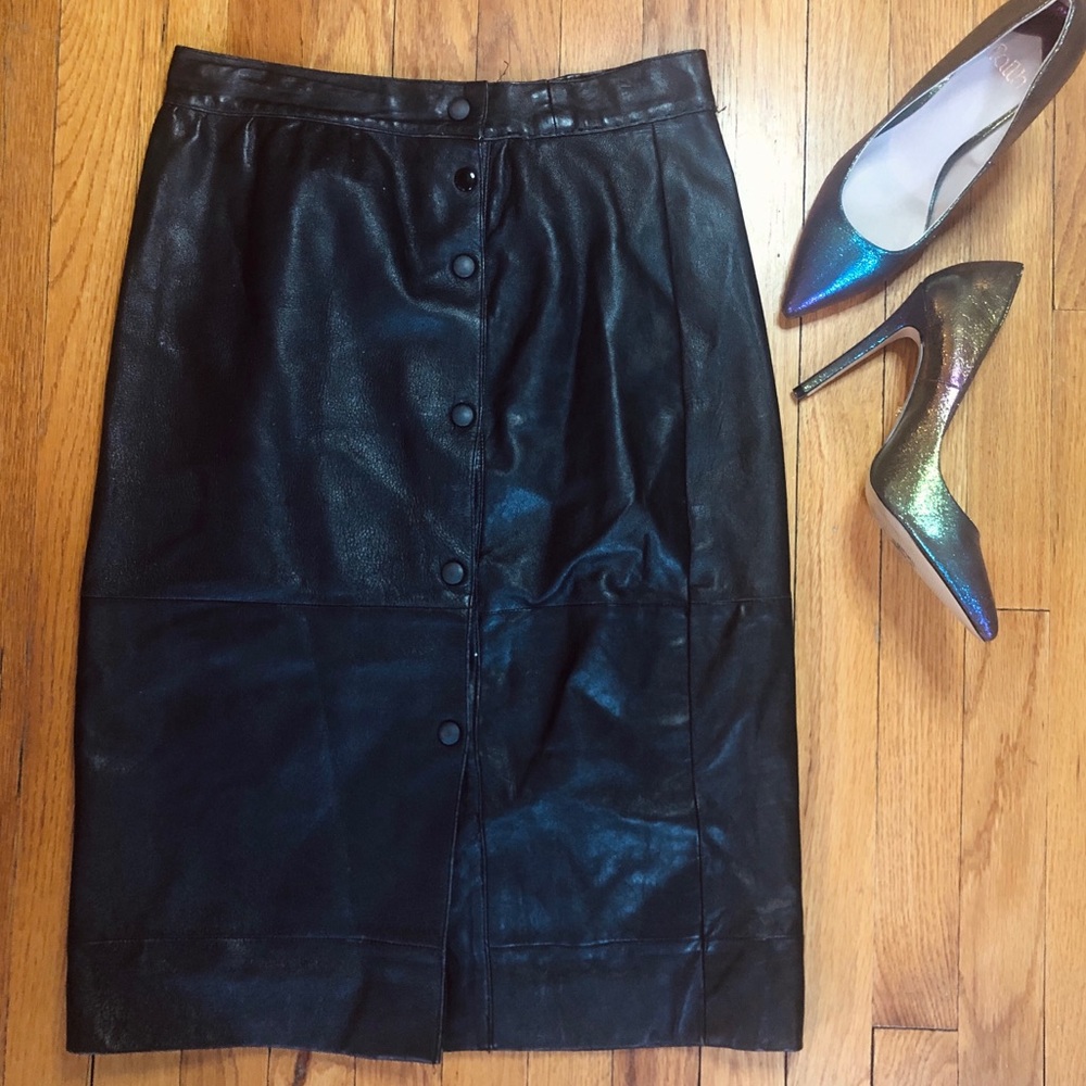 Vintage Italian Leather Midi Skirt